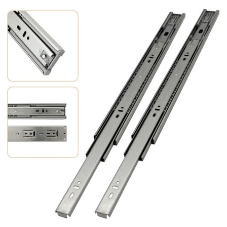 Skuffeskinner med automatisk retur, fullt uttrekk, 45mm, 450mm, 2 rom