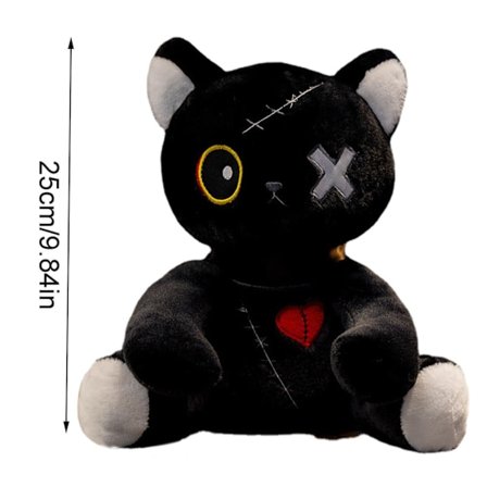 Crazy Cat Plysch Mjuk Söt Goth Punk Dreadful Cat Plysch Doll Present (svart)