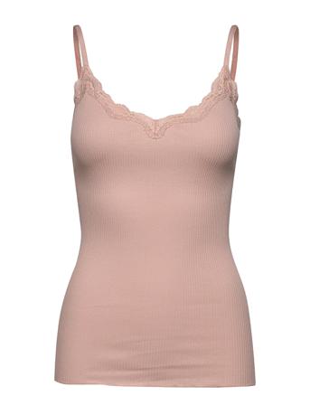 Organic Strap Top W/Lace Top Ærmeløs Top Lyserød Rosemunde