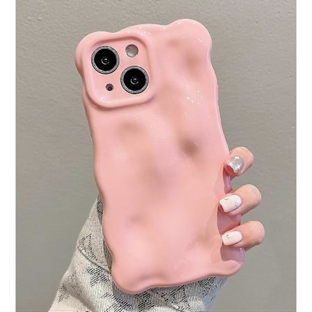 iPhone 15 -kotelo, söpö yksivärinen kihara aalto muotoinen iskunkestävä TPU-pussikotelo