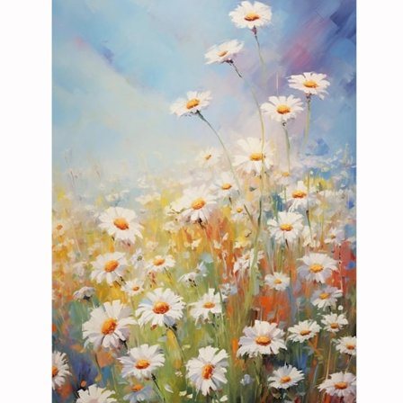 Daisy Diamantmålningskit: 5D Rund Borr, Fräsch Daisy Design, Kompletta Verktyg, DIY Broderi för Heminredning