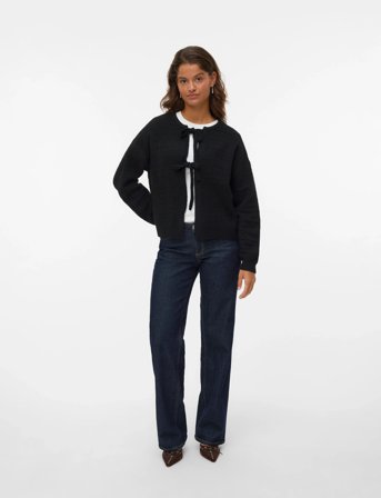 Vero Moda Vmboom Structure Ls O-Neck Tie Card Boo - Black - L