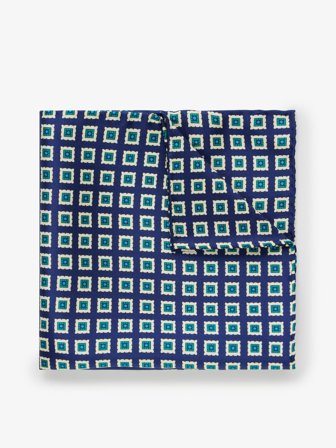 John Henric Men's Dunkelblaues Geomitrisches Einstecktuch Size Onesize