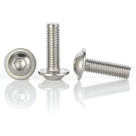 M5 X 12 Mm Flenshodeskruer med knapphode, rustfritt stål 18-8 (304), fullgjengede, innvendig sekskant, antall 100 [dB}