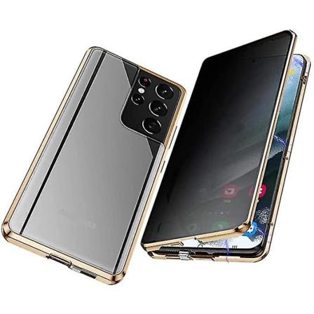 Anti-peep magneettinen läpinäkyvä kaksisuuntainen karkaistu lasinen suojakotelo yhteensopiva Samsung Galaxy S22 Ultran kanssa Metal