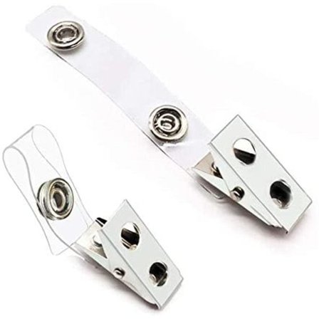 100 stk Premium Metallmerke Klemmer med klare Pvc-stropper for ID-kort, merkeholdere, navnelapper, arbeidsmerker
