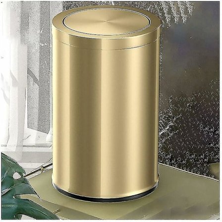 Ln-badeværelsesbeholder med svinglåg, 9l lille beholder, metallisk guldstål, 20 X 31 cm