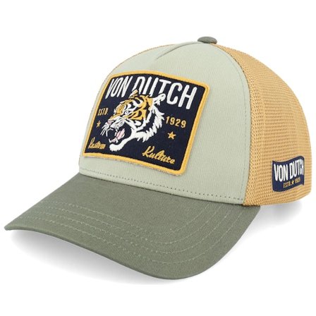 Von Dutch - Zelená trucker Kšiltovka - Square Patch Yellow/Dark Green A-Frame Trucker @ Hatstore