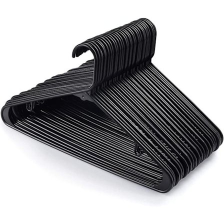 24 Pakk Plastkleshengere, Buksehengere, Plassbesparende Med Hakk, Sklisikre Og Holdbare Kleshengere, Lengde 42cm, Svart