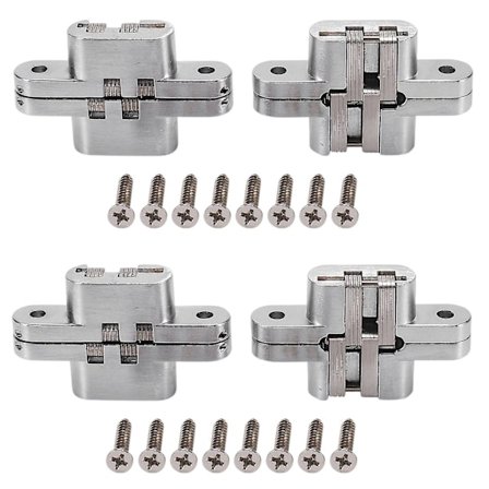 4 stk. skjulte dørhengsler i sinklegering, skjulte krysshengsler, 180 graders usynlig svinghengsel for W