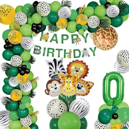 Fødselsdagspynt Djungeltema Festutstyr Inkludert Fødselsdagsdyrballonger For Barn Gutter Fødselsdagsinnredning