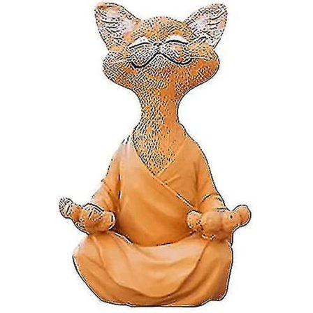 Kattfigur, Meditationsyoga Glad Katt, Zen Katt Avslappnad Position Skulptur För Hem Utomhus Gräsmatta Dekoration
