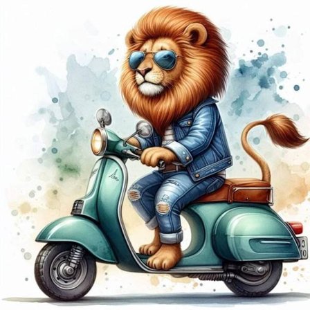 Djur på Moped Affisch A4