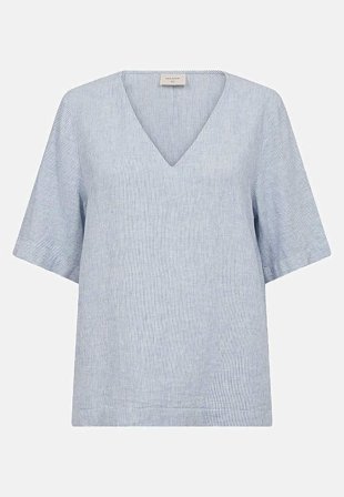 Freequent - Randig linneblus - blå / randig - för damer - XXL (46) - Cellbes