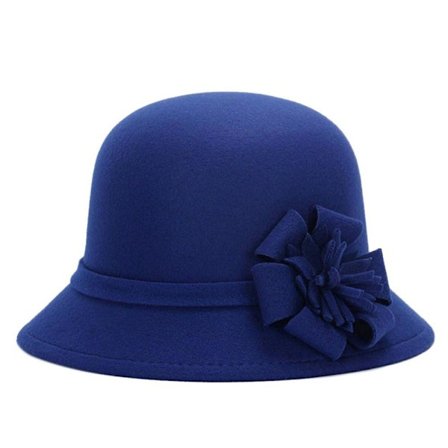 Blomster Klokke Bowler Hat Damer Fest Bryllup Kirke Spand Chapeau Elegant Formelle Kvinder Uld Hat Varmt Filt Vinter Fedora Kasket