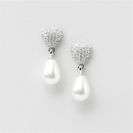 Ariel Heart Pearl Studs - Sterling Silver - Safira