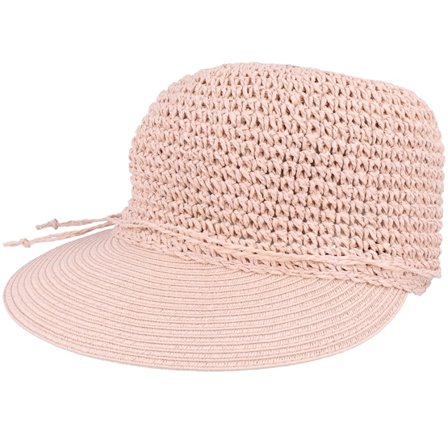 Seeberger - Paper Crochet Cap With Big Visor Powder Red Fitted Fitted Pink Cap - @ Hatstore