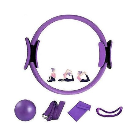 5 kpl Pilates-rengassarja 14" Jooga Fitness Magic Circle Pilates-välineet Kaksikahvainen treenirengas kotiin - Täydellinen