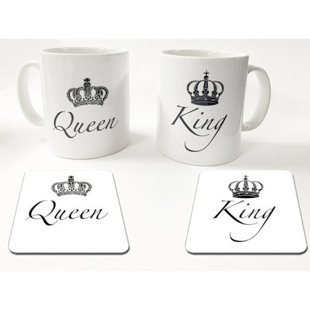 Mugg + Underlägg paket King eller Queen design