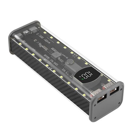 21700 Batterikasse med 4 Batteripladser, USB C-port, DIY Bærbar Energistationskasse til Hurtig Opladning