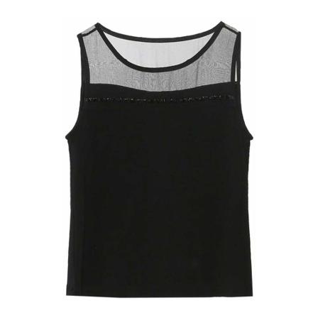 Emporio Armani, Sheer Upper Top Czarny, Kobieta, Rozmiar: S