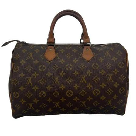 Louis Vuitton Vintage, Pre-owned Speedy 35 Monogram Handbag Bruin, Dames, Maat:ONE Size,leather