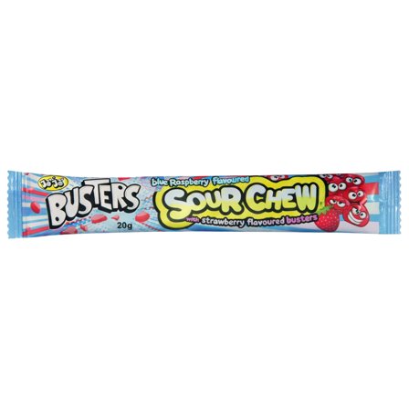 Busters Sour Chew Blue Raspberry & Strawberry 20g