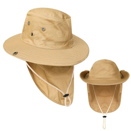 1 stk. solhat med nakkebeskyttelse til mænd og kvinder, fiskehat,