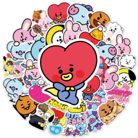 50 BT21 BTS graffiti-tarroja puhelimeen, tietokoneeseen ja kannettavaan tietokoneeseen