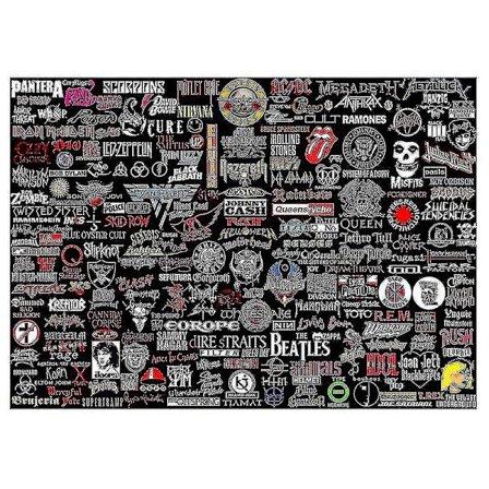 Rock Puzzle Rock Band Label Puslespill 1000 Brikker, for Voksne, Musikk Collage Puslespill Som Rock Musi