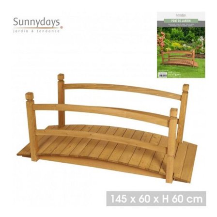 Träbro "Min Trädgård" - Brun - L 145 x P 60 x H 60 cm