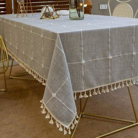 Rektangulär vaxduk i bomull och linne, fläckbeständig, tvättbar