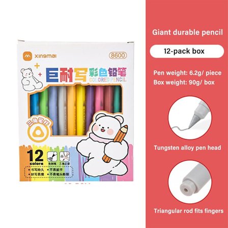 12 farger/sett Fargeblyant Eternal Pencil HB Ubegrenset skriving