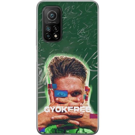 Yhteensopiva Puhelinkuori Xiaomi Mi 10T 5G Lamine Yamal Barcelonan pelipaidassa, jossa on neonvaloja ja punaisia ja sinisiä salamoita dramaattisessa e