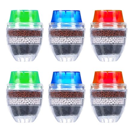 Aktivt Kull Vannkran Filter, 6 stk. Rensepatron for Rent Vann, Universelt Grensesnitt Kjøkkenelement (6-lags Filtrering)