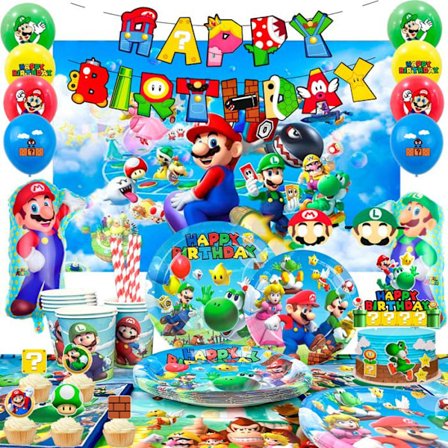 Födelsedagsdekoration, Festballonger Mario Bros Födelsedagsballonger Mario Bröder, Festdekoration Mario