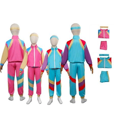 Lapset Retro 80-90-luku Hip-hop Disco Cosplay Dance Takki Takki Housut Pääpanta Set Lasten Pojille Vintage Halloween-asu B 130