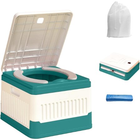 Bærbart Campingtoilet, Sammenklappeligt Rejsetoilet, Udendørs Campingtoilet med 20 stk. Toiletposer 1 stk. Opbevaringspose, Rejsepotte 