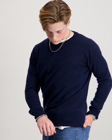 RYVLS Cashmere Blend Crewneck Blå Tröjor Kille - Kids Brand Store