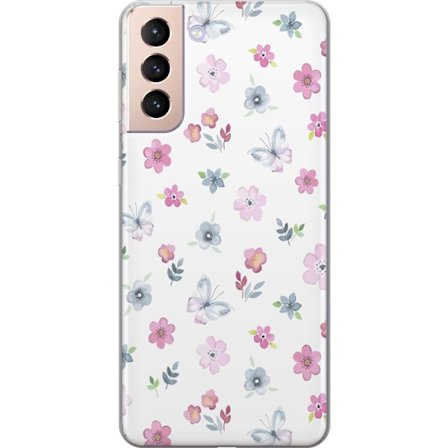 Mobilskal till Samsung Galaxy S21 med Blommor och fjärillar