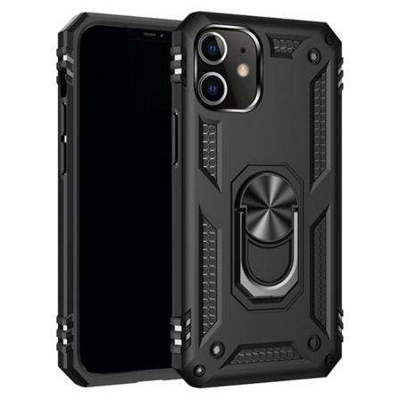 Iphone 12 / 12 Pro - Hybrid Ring Skal - Svart Black Svart