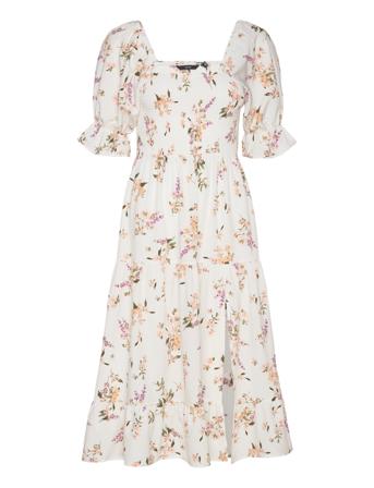 Vmluca Ss Calf Smock Dress Wvn Dresses Summer Dresses Hvit Vero Moda*Betinget Tilbud