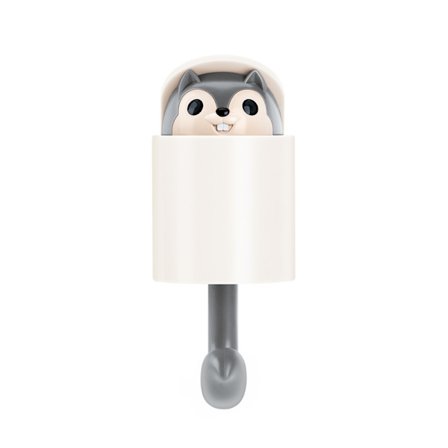 2 stycken kreativa ekorre-krokar dörr starkt lim vägghängande gratis perforerad klädstång hushållsnyckel lim krok (grå färg låda version),