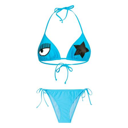 Chiara Ferragni Collection, Bikini Triangle + Slip Laccies Star Niebieski, Kobieta, Rozmiar: M