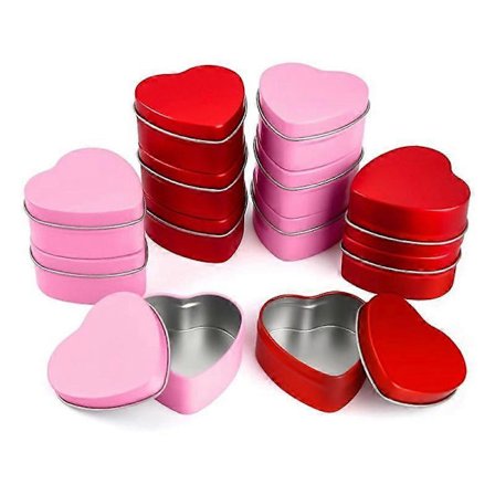12-pack 2oz Alla hjärtans dag hjärtformade burkar med lock, stora hjärtljusburkar, Alla hjärtans dag ljusbehållare, för ljustillverkning