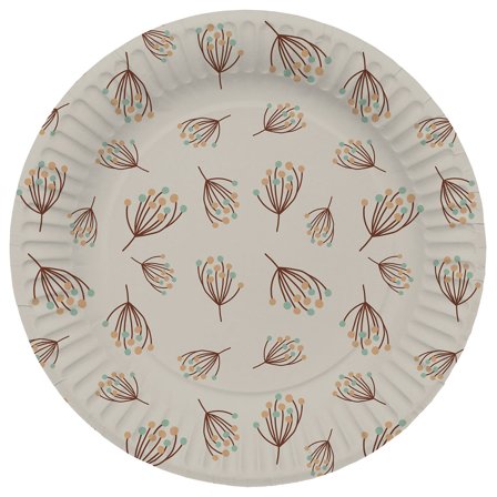 Papptallerkener Blomstring Beige 8-pakning