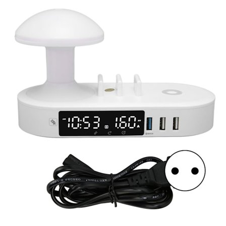 Nattlampa Klockladdare Touch Control 6 USB-port Bordslampa Trådlös Laddare för Sovrum Kontor 100‐240V EU-kontakt
