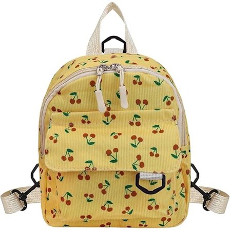 Lille Dame Rygsæk, Fløjls Mini Rygsæk Lille Rygsæk til Kvinder og Piger, Sød Dame Rygsæk med Kirsebærprint til Shopping, Rejser, Gåture