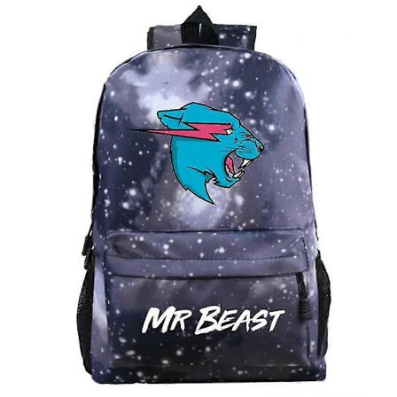 Mr Beast Tema Rygsæk Stor Kapacitet Justerbar Skoletaske Unisex Børn Rygsæk (FMY) Grå