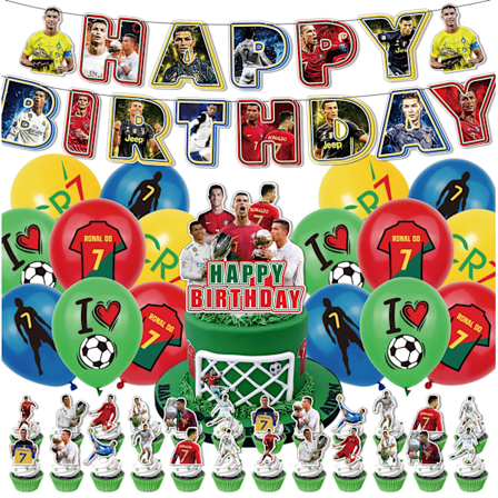 Cristiano Ronaldos födelsedagsflagga Partydekoration, Cristiano Ronaldos födelsedagsbanner Ballongset Plan
